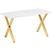 Керамический стол Селена 3 160х90х77 белый мрамор / золото
