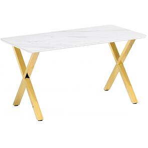 Керамический стол Селена 3 160х90х77 белый мрамор / золото