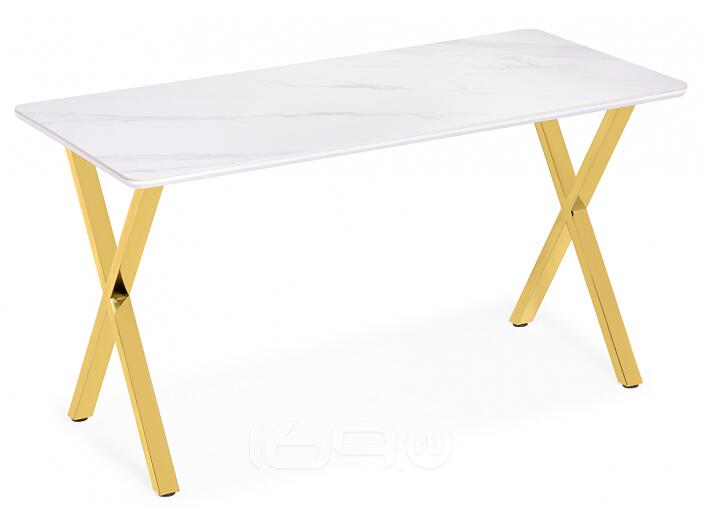 Керамический стол Селена 3 180х90х77 белый мрамор / золото