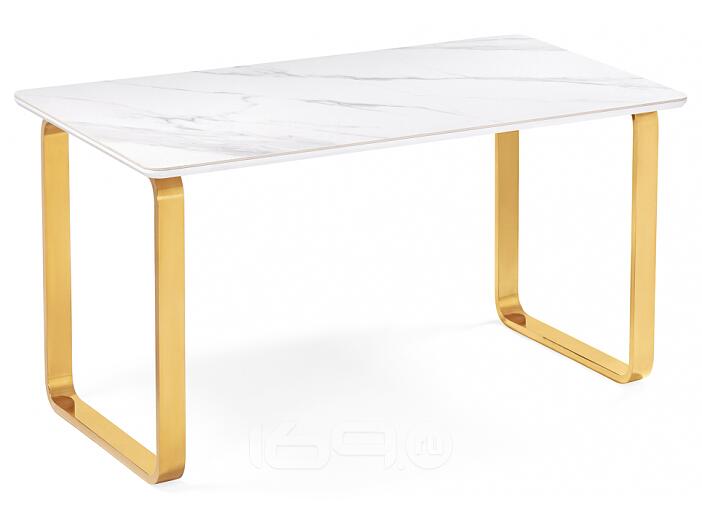 Керамический стол Селена 4 180х90х77 белый мрамор / золото
