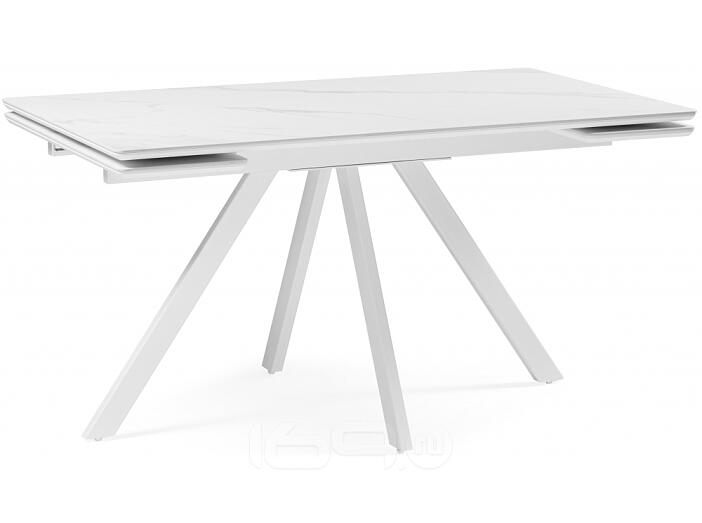 Керамический стол Вилли 140 (200) х 80 белый мрамор alpin white / snow white / белый