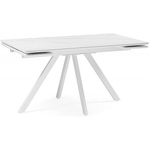 Керамический стол Вилли 140 (200) х 80 белый мрамор alpin white / snow white / белый