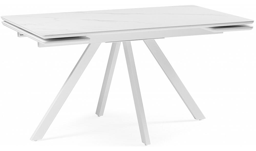 Керамический стол Вилли 140 (200) х 80 белый мрамор alpin white / snow white / белый