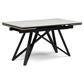 Керамический стол Вилсон 140(200)х80 белый мрамор snow white / черный