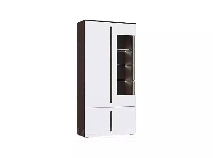 Шкаф 1000x424x2060 Ким Белый глянец холодный/венге МДФ, стекло