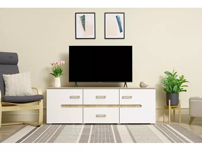 Ким Тумба ТВ (Белый глянец холодный, сонома)