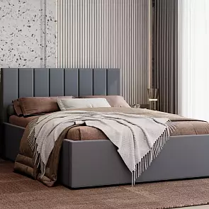 Кровать Аврора велюр balance 996 серый С П/М 1400x2000, изголовье мягкое