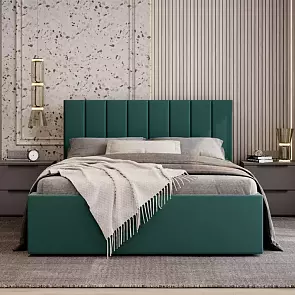 Кровать Аврора велюр velutto 33 зеленый С П/М 1400x2000, изголовье мягкое