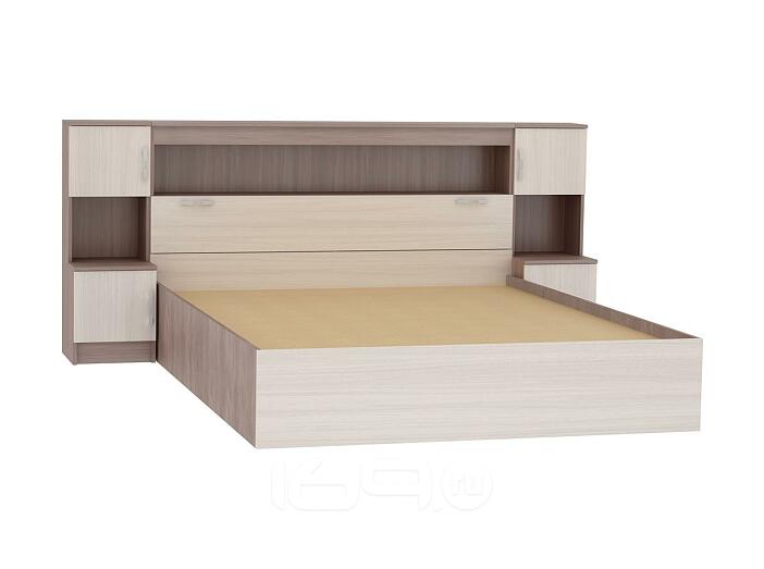 Кровать Бася КР-552 с закроватным модулем ЛДСП Ясень шимо светлый 1,6м