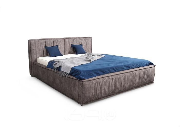Кровать Чикаго велюр аликанте серый 1600x2000, изголовье мягкое