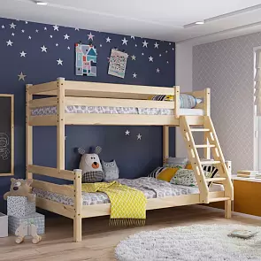 Кровать Адель без обивки прозрачный лак без подъёмного механизма 1200x1900, изголовье жесткое