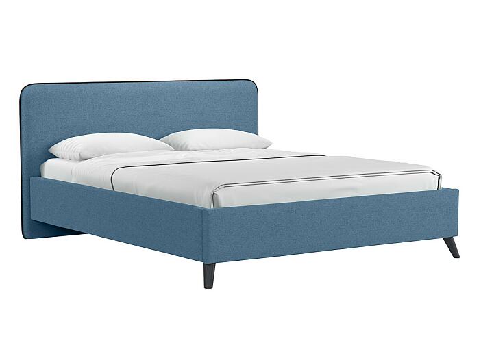 Кровать интерьерная Миа HP рогожка Bravo blue/кант Коричневый 160*200