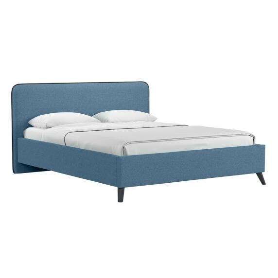 Кровать интерьерная Миа HP рогожка Bravo blue/кант Коричневый 160*200