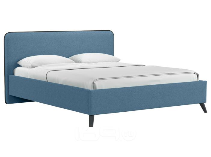 Кровать интерьерная Миа HP рогожка Bravo blue/кант Коричневый 160*200