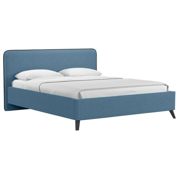 Кровать интерьерная Миа HP рогожка Bravo blue/кант Коричневый 160*200