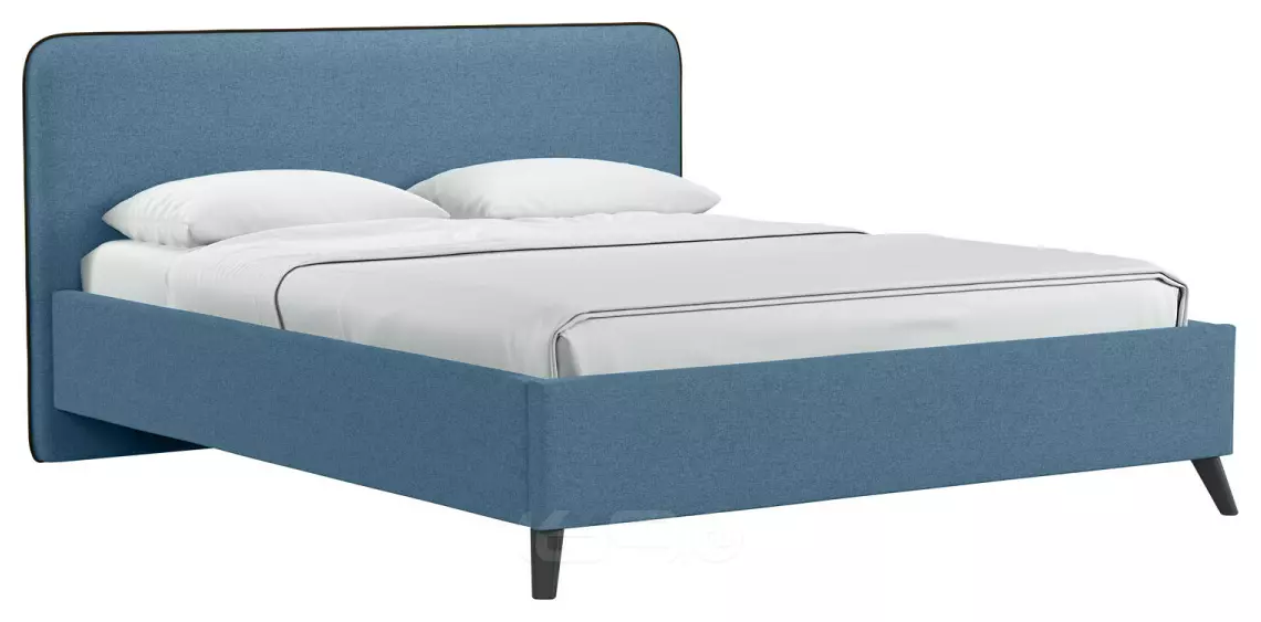 Кровать интерьерная Миа HP рогожка Bravo blue/кант Коричневый 160*200