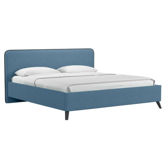 Кровать интерьерная Миа HP рогожка Bravo blue/кант Коричневый 180*200