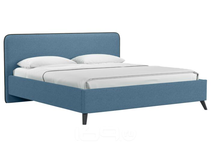 Кровать интерьерная Миа HP рогожка Bravo blue/кант Коричневый 180*200