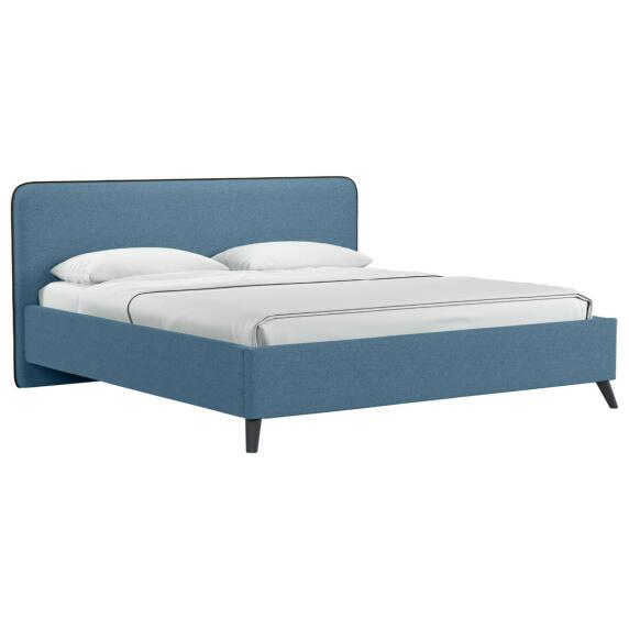 Кровать интерьерная Миа HP рогожка Bravo blue/кант Коричневый 180*200