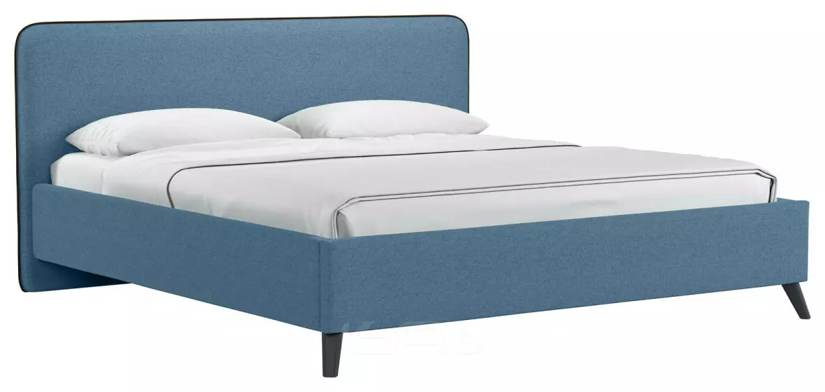Кровать интерьерная Миа HP рогожка Bravo blue/кант Коричневый 180*200