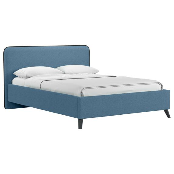 Кровать интерьерная Миа HP рогожка Bravo blue/кант Коричневый 140*200