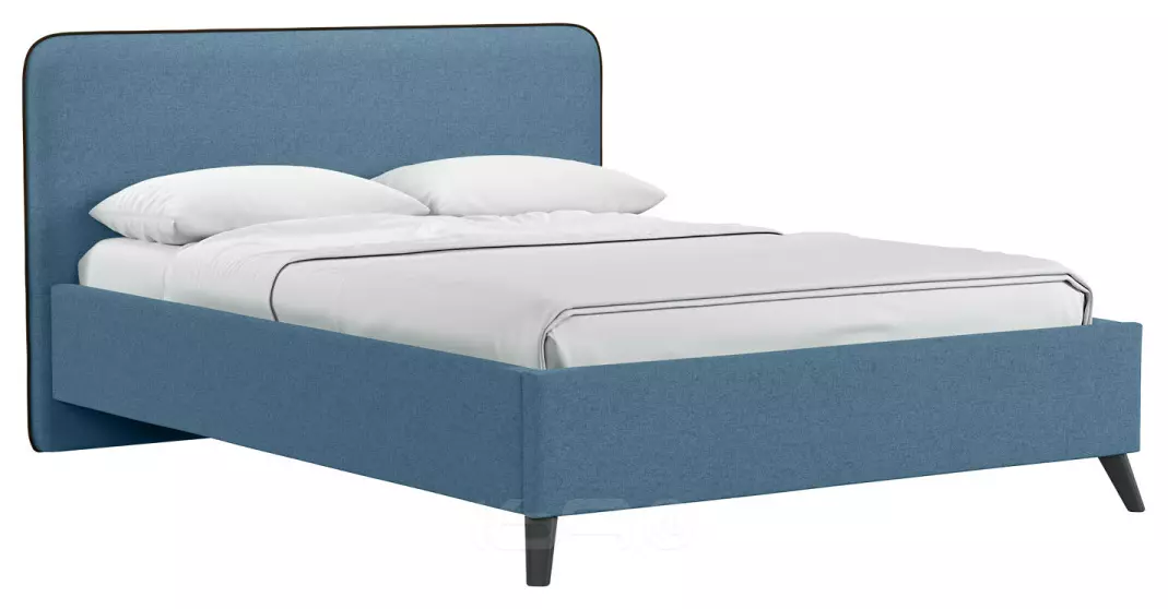 Кровать интерьерная Миа HP рогожка Bravo blue/кант Коричневый 140*200