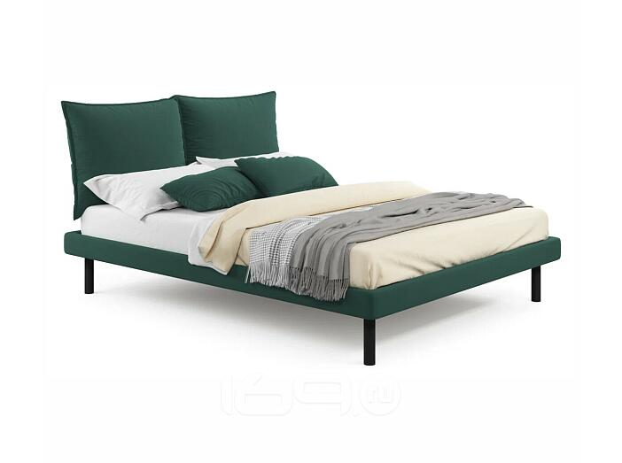 Кровать Fly с матрасом велюр изумруд без П/М 1400x2000, изголовье мягкое