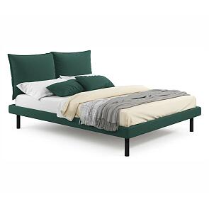 Кровать Fly с матрасом велюр изумруд без П/М 1400x2000, изголовье мягкое
