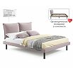 Кровать Fly с матрасом велюр лиловый без П/М 1400x2000, изголовье мягкое