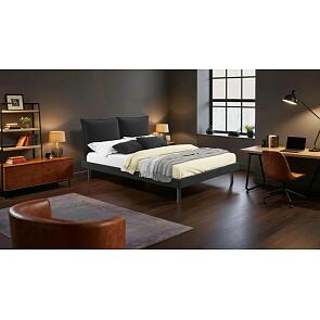 Кровать Fly с матрасом велюр черный без П/М 1400x2000, изголовье мягкое