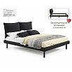 Кровать Fly с матрасом велюр черный без П/М 1400x2000, изголовье мягкое