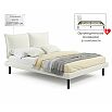 Кровать Fly с матрасом велюр бежевый без П/М 1600x2000, изголовье мягкое