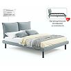 Кровать Fly с матрасом велюр серый без П/М 1600x2000, изголовье мягкое