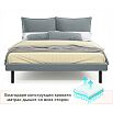 Кровать Fly с матрасом велюр серый без П/М 1600x2000, изголовье мягкое