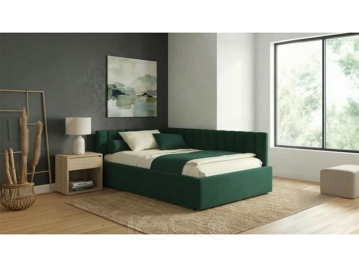 Кровать Milena с матрасом велюр изумруд С П/М 1200x2000, ортопедическое основание, изголовье мягкое