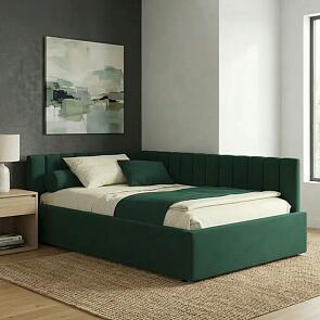 Кровать Milena с матрасом велюр изумруд С П/М 1200x2000, ортопедическое основание, изголовье мягкое