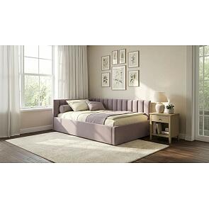 Кровать Milena с матрасом велюр лиловый С П/М 1200x2000, ортопедическое основание, изголовье мягкое