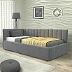 Кровать Milena с матрасом велюр серая С П/М 1200x2000, ортопедическое основание, изголовье мягкое
