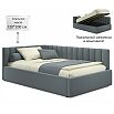 Кровать Milena с матрасом велюр серая С П/М 1200x2000, ортопедическое основание, изголовье мягкое