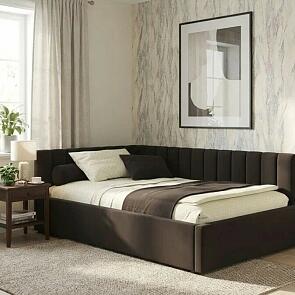 Кровать Milena с матрасом велюр шоколад С П/М 1200x2000, ортопедическое основание, изголовье мягкое