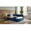 Кровать Milena с матрасом велюр синий С П/М 1200x2000, ортопедическое основание, изголовье мягкое