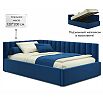 Кровать Milena с матрасом велюр синий С П/М 1200x2000, ортопедическое основание, изголовье мягкое