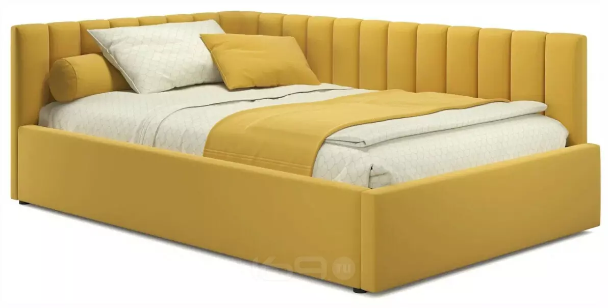 Кровать мягкая Milena 1200 желтая с подъемным механизмом