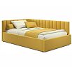 Кровать Milena с матрасом велюр желтый С П/М 1200x2000, ортопедическое основание, изголовье мягкое