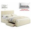 Кровать Olivia с матрасом велюр бежевый без П/М 1600x2000, ортопедическое основание, изголовье мягкое