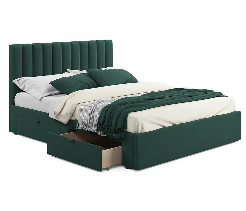

Кровать мягкая Olivia 1600 изумруд с ящиками