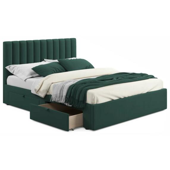 Кровать мягкая Olivia 1600 изумруд с ящиками