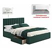 Кровать Olivia с матрасом велюр изумруд без П/М 1600x2000, ортопедическое основание, изголовье мягкое