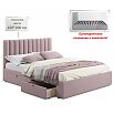 Кровать Olivia с матрасом велюр лиловый без П/М 1600x2000, ортопедическое основание, изголовье мягкое