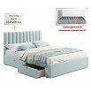 Кровать Olivia с матрасом велюр мята пастель без П/М 1600x2000, ортопедическое основание, изголовье мягкое